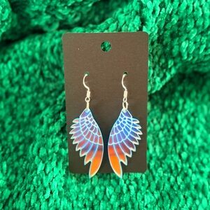 Vibrant Blue and Orange Wing Earrings